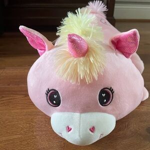 Pink unicorn cuddle pillow stuffed plush